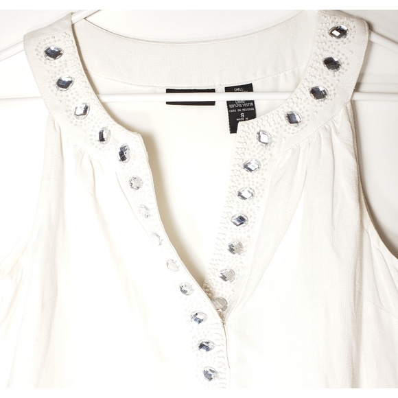 White Linen Summer Sleeveless Mini Dress, Lined - Picture 3 of 5